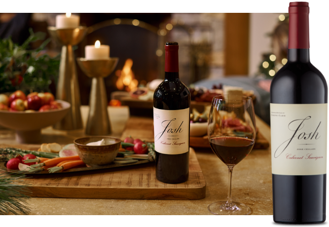 cabernet sauvignon bottle in holiday setting